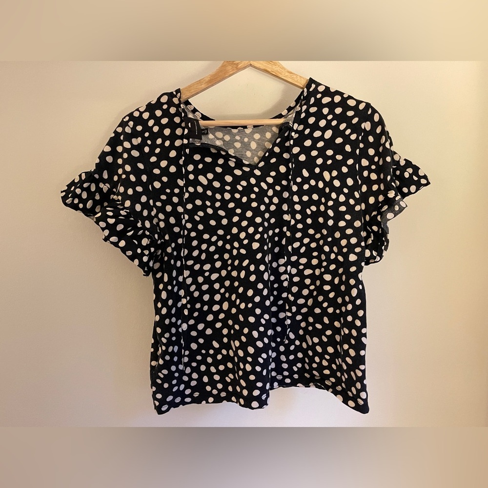 Who‎ What Wear Black and White Polka Dot Blouse - Picture 4 of 4
